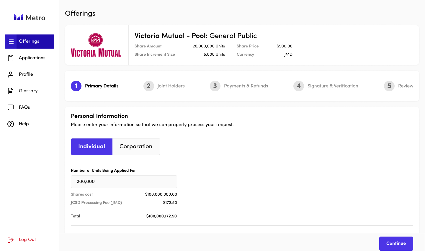 Metro IPO public reports page