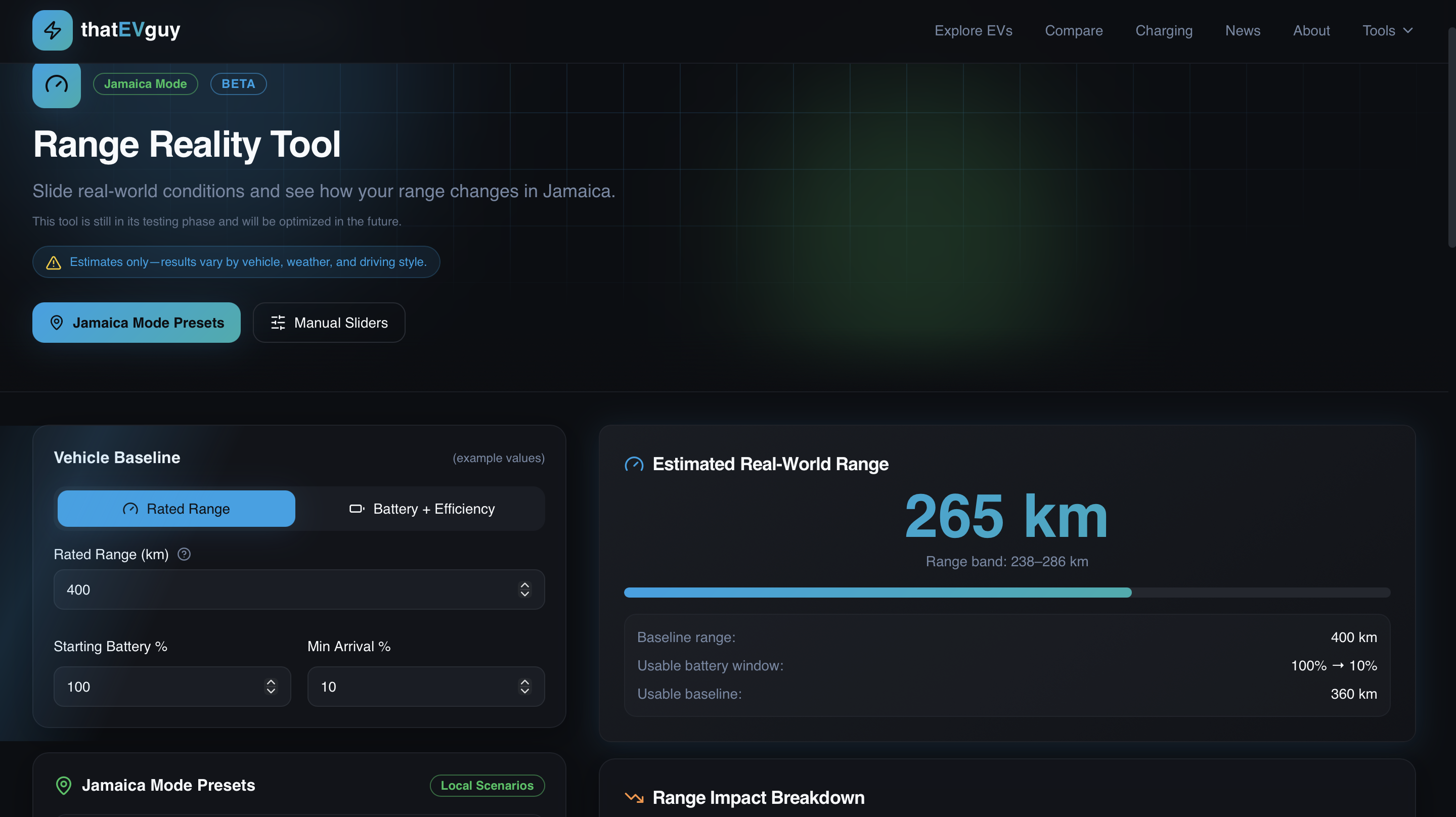 ThatEVGuy interface screen
