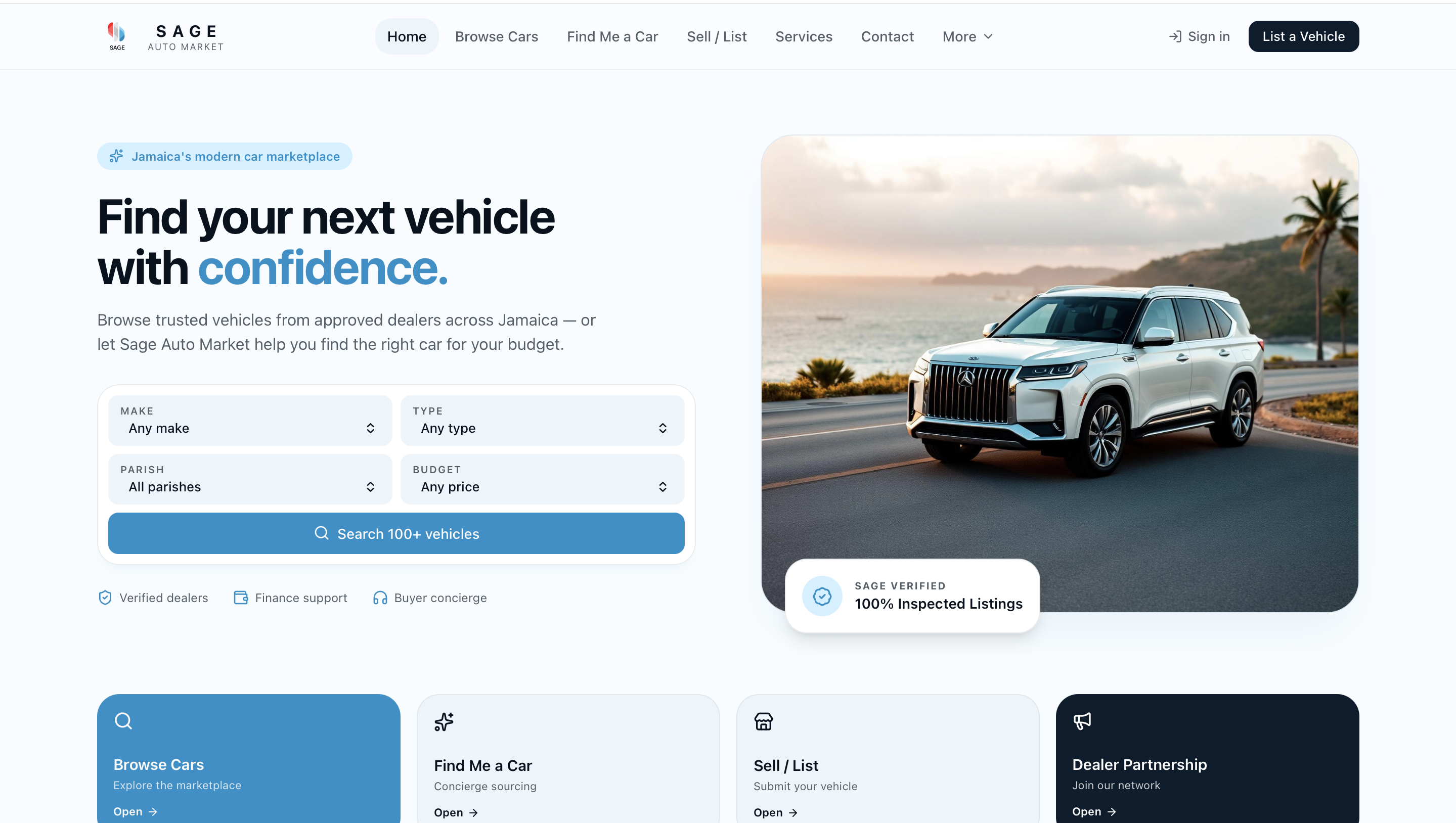 SAGE AutoMarket homepage