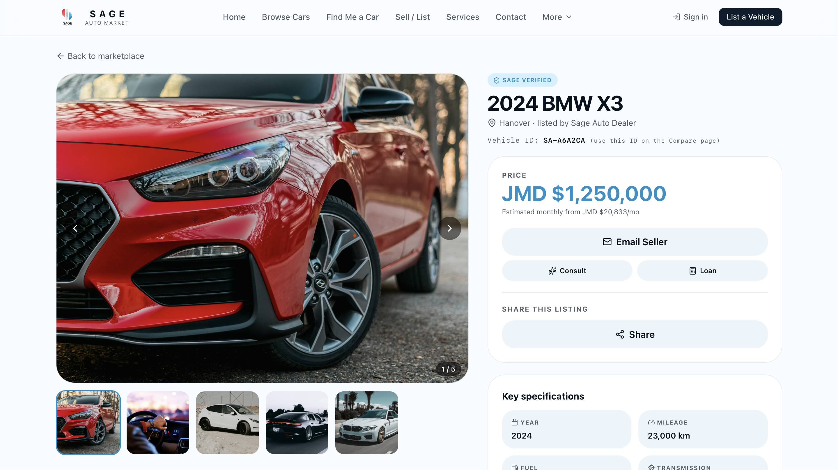 SAGE AutoMarket vehicle listings